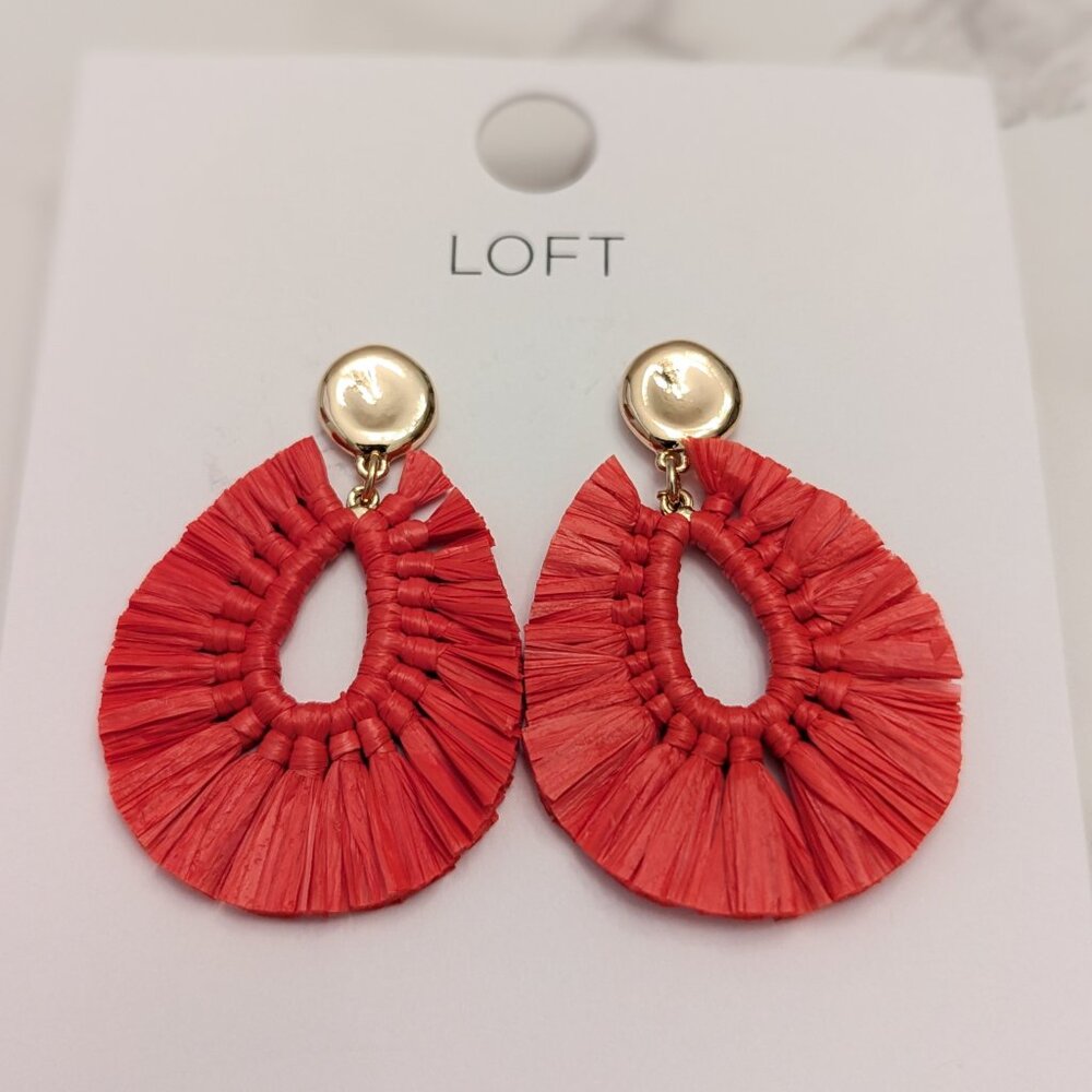 Loft Raffia Teardrop Statement Earrings
